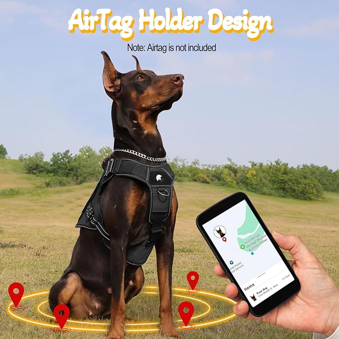 Service Dog Vest - HEYCAHVA Tactical Dog Harness Full Metal Buckles Dog Vest for Large Medium Dog Reflective No Pull Dog Harnesses Vest with Leather Handle, Hook & Loop for Hiking Training (Black, L)