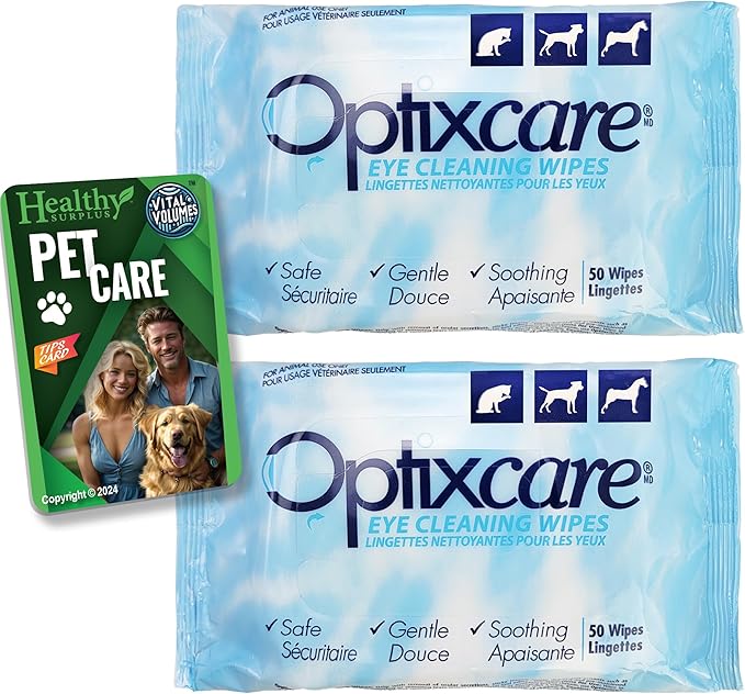 Optixcare Eye Cleaning Wipes for Dogs and Cats 50 Count 2 Pack (100 Total Wipes)