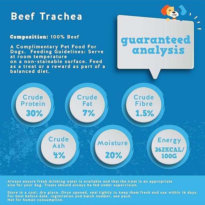 Jack&Pup 6" Beef Trachea for Dogs 20 Pack | All Natural Single Ingredient Dog Treat Dog Trachea Chews | Savory and Fun Treat for Dogs