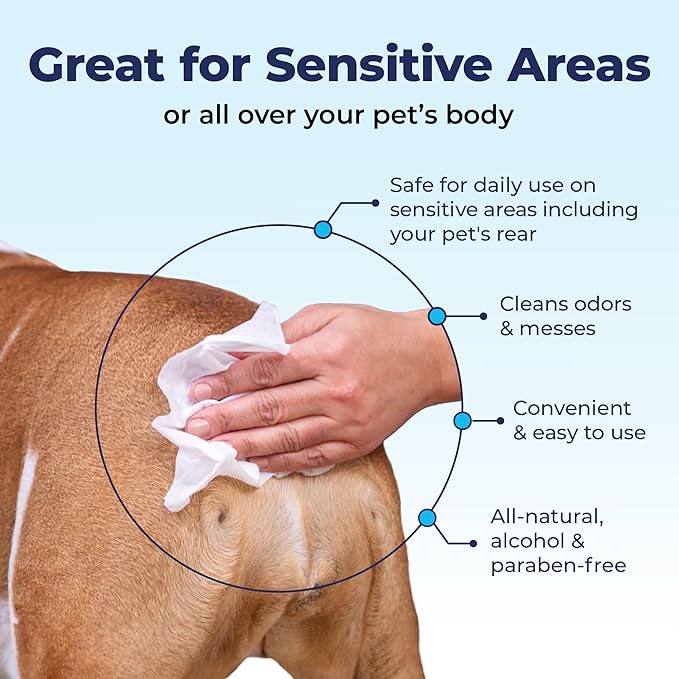 Vetnique Labs Glandex Dog Wipes for Pets Cleansing & Deodorizing Anal Gland Hygienic Dog & Cat Wipes with Vitamin E, Skin Conditioners and Aloe (75ct)