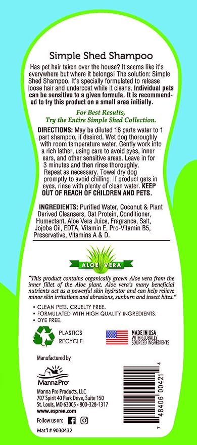 Espree Simple Shed Shampoo, 20 oz,Blue
