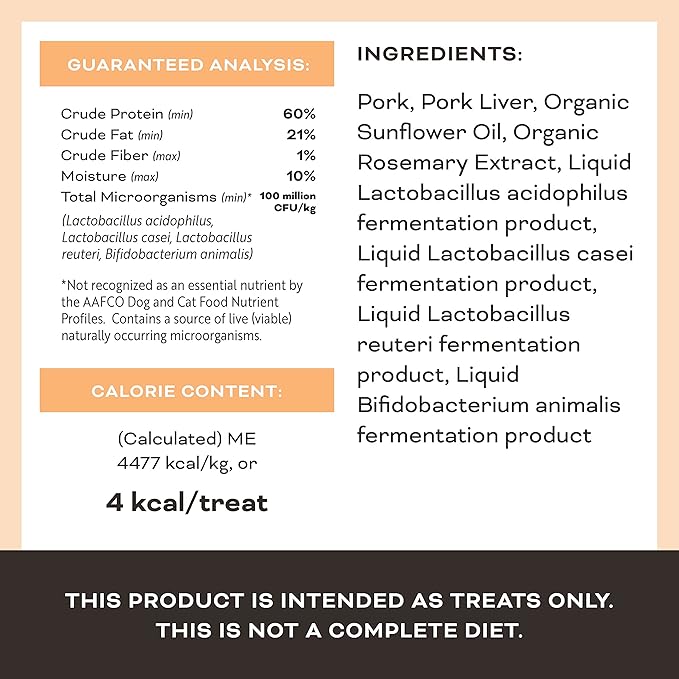 Primal Freeze Dried Dog Treats; Pork Liver Dog Treats with Probiotics for Dogs; Liver, Laugh, Love; Crunchy Grain Free Training Treats for Dogs, 1.5 oz (Pack of 2)