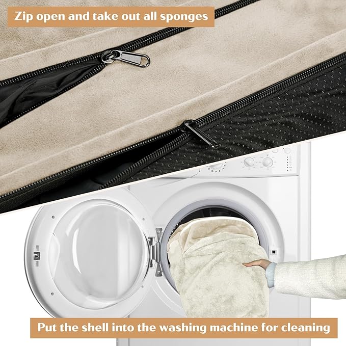 XL Dog Beds for Extra Large Dogs, Waterproof Orthopedic Dog Bed with Bolster, Washable Dog Bed Sofa with Removable Cover & Non-Slip Bottom(X-Large,Beige)