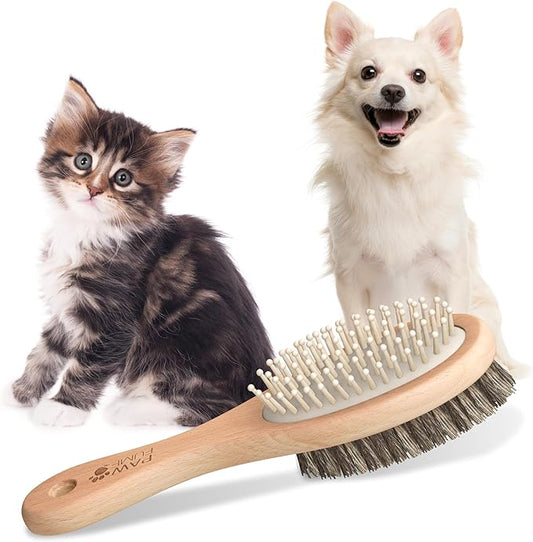 PAWFUME 2-in-1 Pet Brush – Dog Hair Brush – Cat Hair Brush – Dog Grooming Brush – Cat Grooming Brush – Soft Dog Brush for Long Haired Dogs – Soft Cat Brush for Long Haired Cats – Short Hair Dog Brush