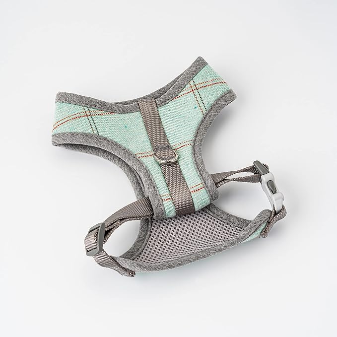 HUGO & HUDSON Dog Harness, No-Pull Anti Choke Tweed Harness Vest, Aqua Checkered, XS