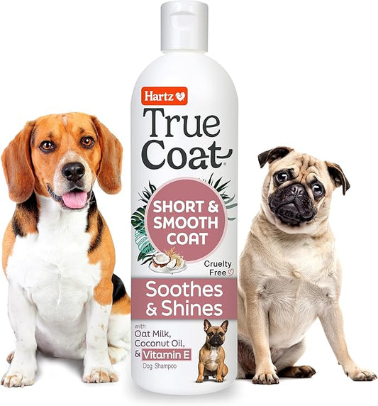 New! Hartz True Coat Short & Smooth Coat Specific Dog Shampoo, Soothes & Shines with Oat Milk, Coconut Oil & Vitamin E