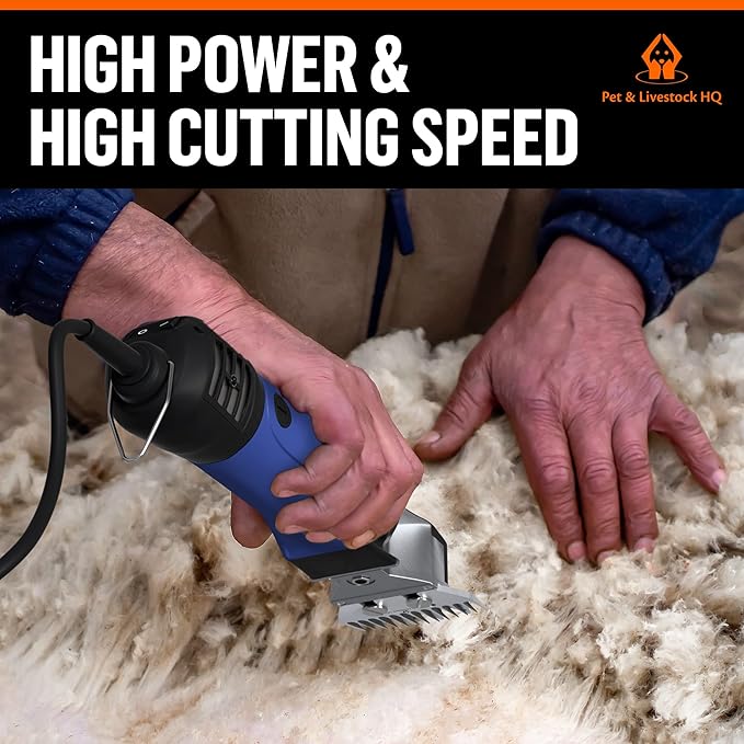 Sheep Shears Electric Clippers 2500RPM, 6-Speed Control - Heavy Duty Livestock Grooming Kit for Sheep, Goats, Alpacas, Llamas - Case, Low Vibration, 18.3ft Cord (1 Blade Included)
