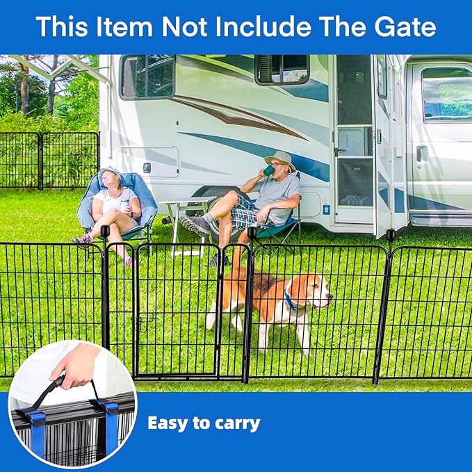 ADAVIN 48 in(H) Garden Fence Panels, 8 Panels Total 17.7 Ft(L), Heavy Duty Iron Metal Animal Barrier Fence, Fencing for Garden Beds, Camping Fence, No Dig Garden Border Fencing for Yard(No Gate)