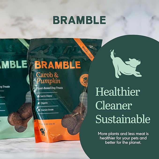 BRAMBLE Dog Treats. Plant-Based Treats for Dogs, Wheat-Free Everyday Dog Treats. Maple Bac'n, Made with Real Ingredients, Soft & Chewy Cookies. 8 oz