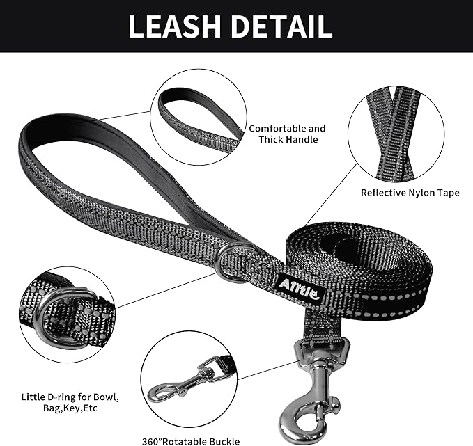AIITLE Easy Walk Dog Harness and Leash Set - Pet Supply No Pull, Step in Adjustable Dog Harness with Padded Vest for Spring, Dog Harness No Choke Over, Easy to Put on Medium Dogs Black L