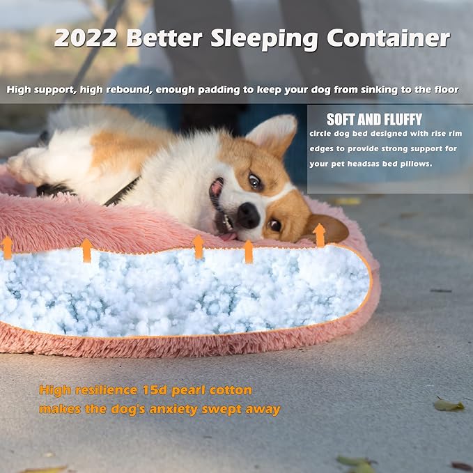 Dog Beds for Medium Dogs Washable 30 Inches Pink Dog Bean Bag Bed Girl Dog beds for Medium Dogs Fits up to 45 lbs Pets Beds for Medium Dog.