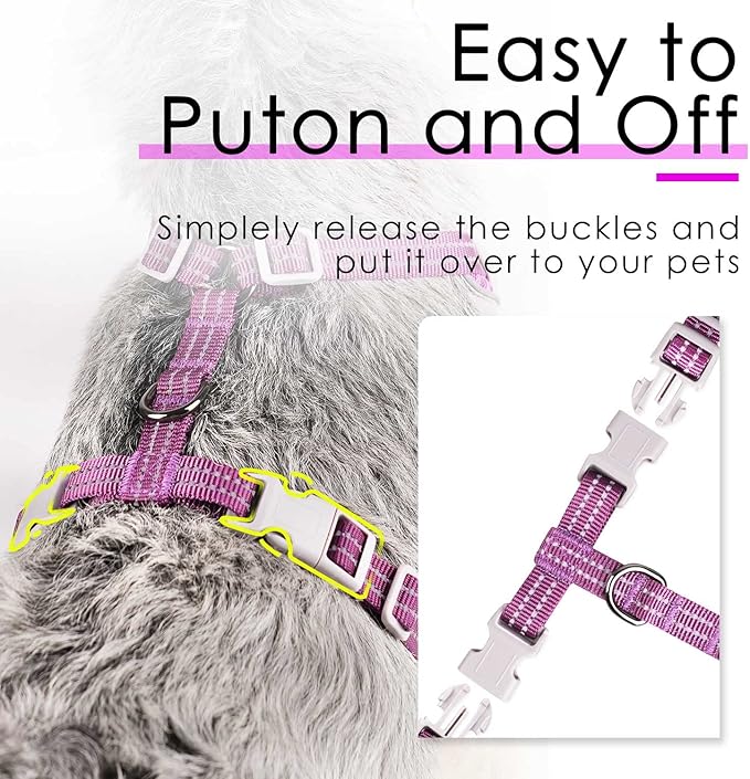 ThinkPet Harness and Leash Set Reflective Breathable Soft Air Mesh No Pull Puppy Choke Free Over Head Vest Ventilation Harness with Leash for Puppy Small Medium Dogs and Cats