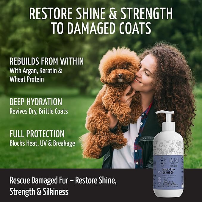 Tauro Pro Line Pure Nature Magic Plex Dogs and Cats Shampoo Instant Revitalization with Essential Oils for Shiny and Healthy Skin and Coat All Natural Grooming Product