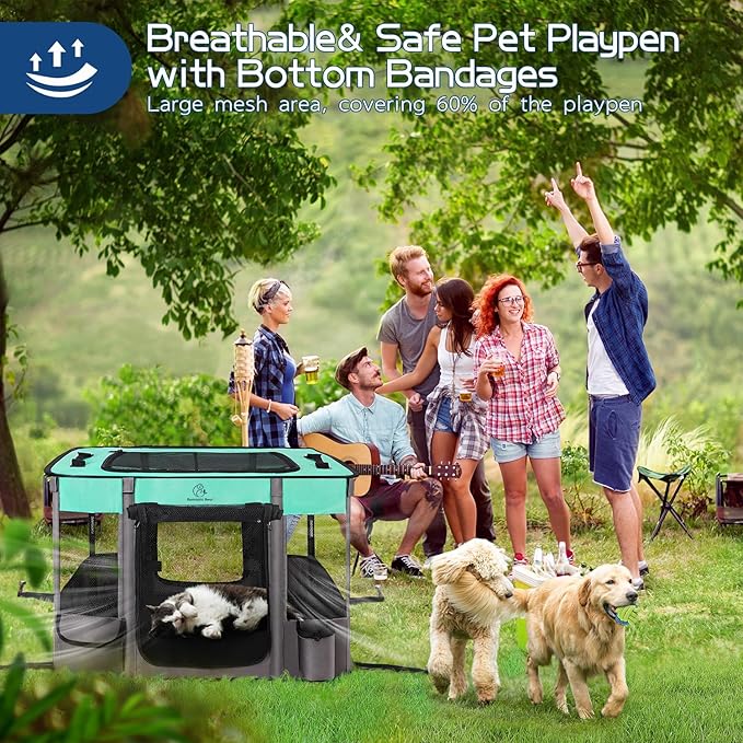 44x34x24 Inches Dog Playpen,Pet Playpen,Foldable Puppy Cat Playpen,Portable Exercise Kennel Tent Crate,Water-Resistant Breathable Shade Cover,Indoor Outdoor Travel Camping Use for Small Animals(L)