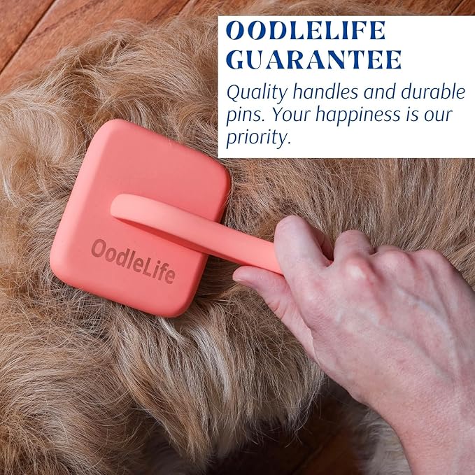 Slicker Brush for Grooming Shedding Medium & Long Haired Dogs - Pin Brush for Poodles, Goldendoodles and Doodle Breeds (Large)