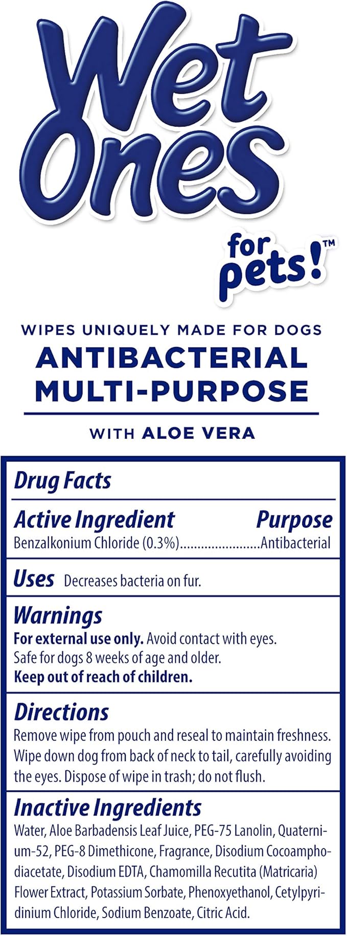 Wet Ones for Pets Multi-Purpose Dog Wipes with Aloe Vera, 50 Count - 3 Pack | Dog Wipes for All Dogs in Tropical Splash, Wipes for Paws & All Purpose