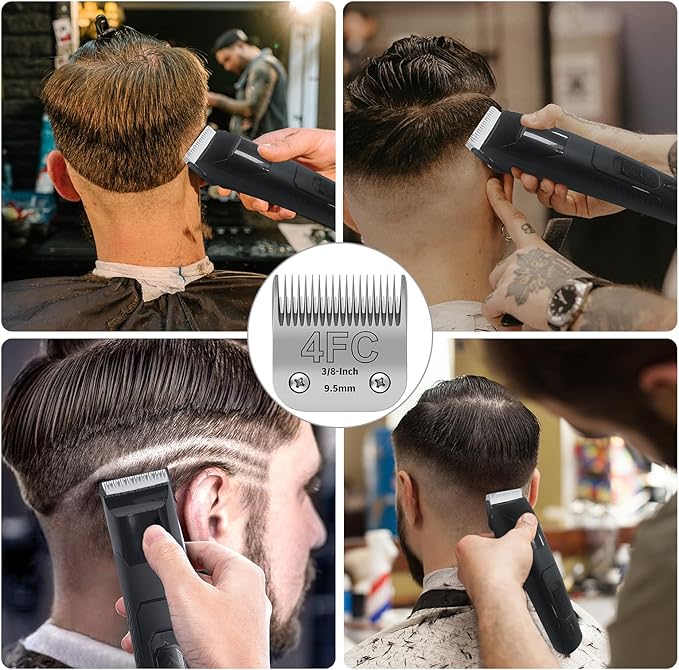 4FC Detachable Pet Clipper Replacement Blades Compatible with Andis/Oster A5/Wahl KM10 Series Dog Clipper,Made of Ceramic Blade & Stainless Steel Blade,Size 4FC Cut Length 3/8-Inch(2 Pack)