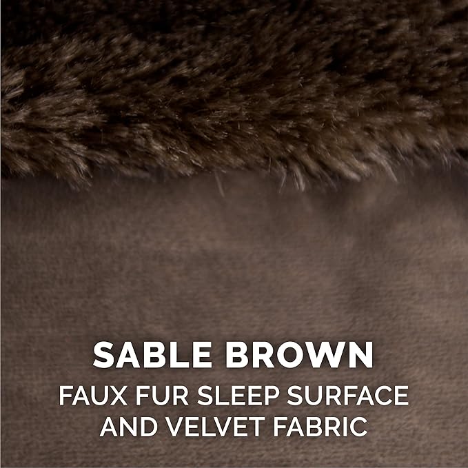 Furhaven Orthopedic Dog Bed for Large/Medium Dogs w/ Removable Bolsters & Washable Cover, For Dogs Up to 55 lbs - Plush & Velvet L Shaped Chaise - Sable Brown, Large