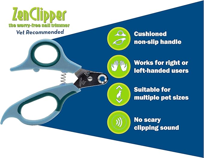 Zen Clipper Pet Nail Clipper for Dogs – Dog Nail Trimmer for Safer Pet Grooming Care - Clean, Quiet, and Easy-to-Use Stainless Steel Claw Trimmer - (5mm Hole)