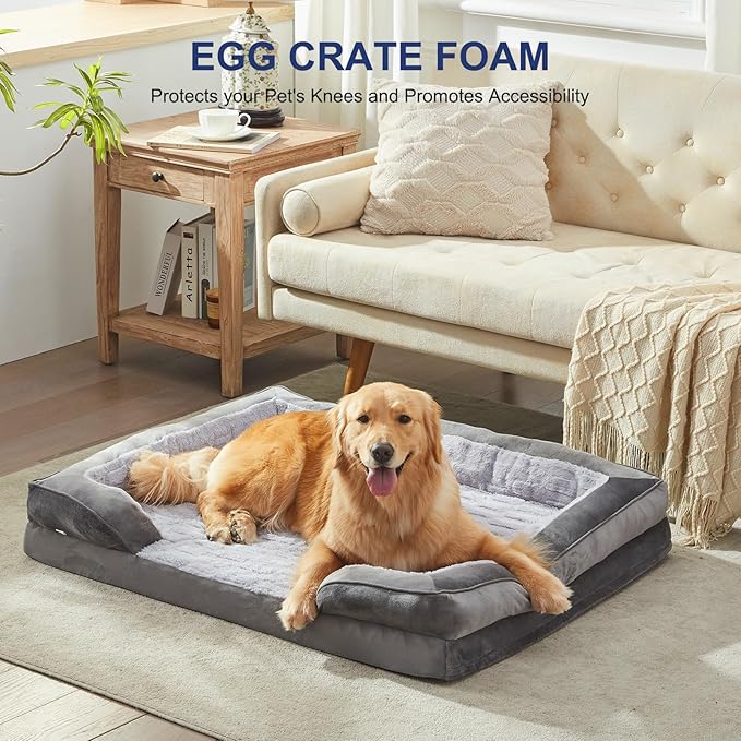 FURTIME Orthopedic Dog Bed for Extra Large Dogs - XL Waterproof Dog Sofa Bed, Ultra Comfy Supportive Foam Pet Bed with Removable Washable Cover, Jumbo Dog Bed with Nonskid Bottom