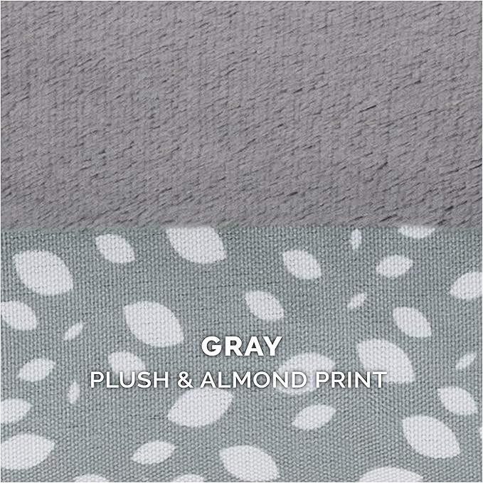 Furhaven Orthopedic Dog Bed for Large Dogs w/ Removable Bolsters & Washable Cover, For Dogs Up to 125 lbs - Plush & Almond Print L Shaped Chaise - Gray Almonds, Jumbo Plus/XXL