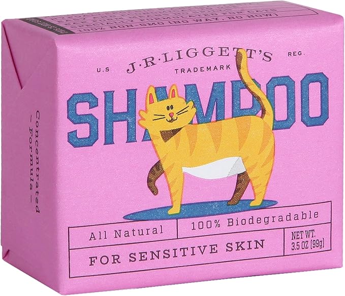 J·R·LIGGETT'S Cat Hair Shampoo Bar Great for Sensitive Skin | Relieves Dry, Itchy Skin | Hypoallergenic Formula and Biodegradable | 100% Detergent-Free, 100% Ecologically Correct, Non-GMO, 3.5 oz.