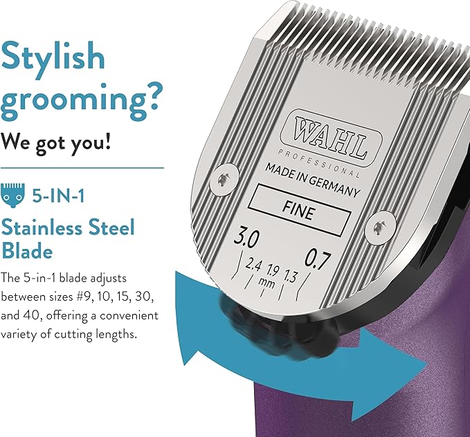 Wahl Professional Animal Arco Pet, Dog, Cat, and Horse Cordless Clipper Kit, Purple (8786-1001)