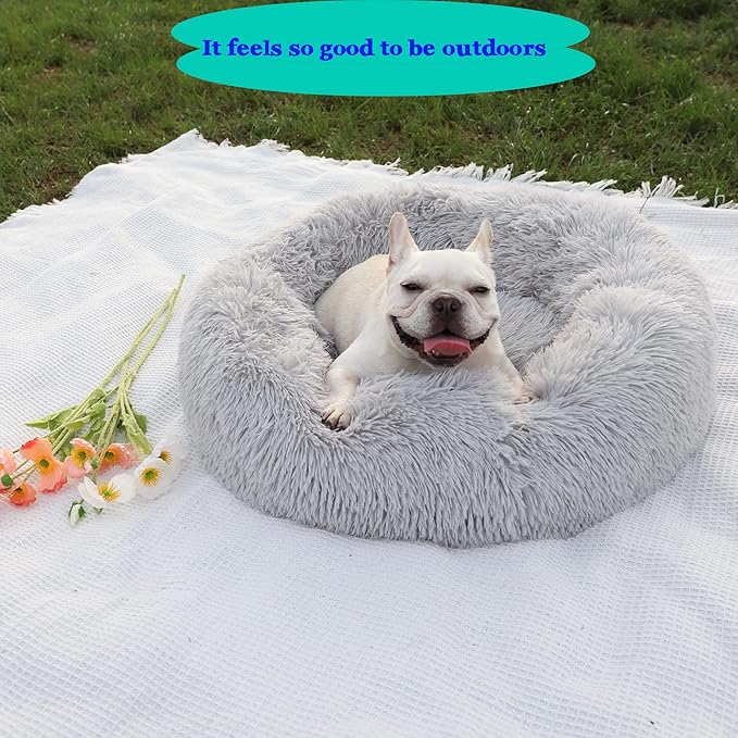 nononfish Dog Beds for Medium Dogs Washable,28 inches Gray Calming and Anti Anxiety Fits up to 45 lbs Pets Beds for Medium Dog.