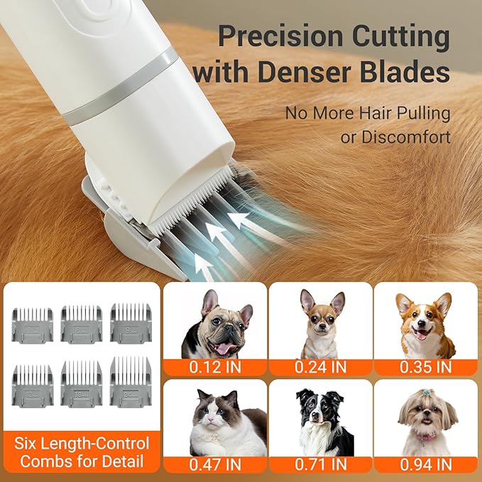 uwant Pet Hair Vacuum & Grooming Kit - 13000 Pa Strong Suction, Large Capacity, Whisper-Quiet Operation with 6 Grooming Tools, Ideal for Shedding