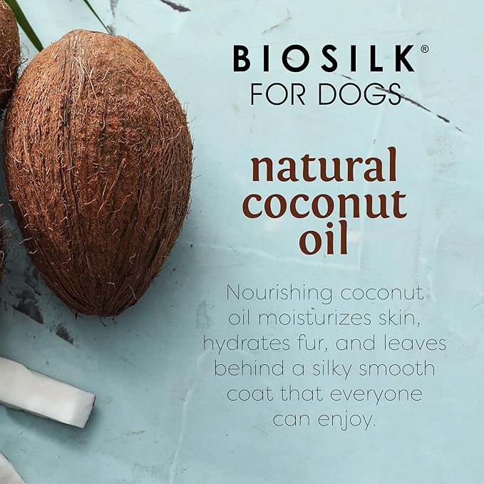 BioSilk for Dogs Silk Therapy Shampoo with Natural Coconut Oil Coconut Dog Shampoo, Sulfate and Paraben Free Natural Shampoo for Dogs, 12 Fl Oz Made in The USA (Pack of 1)