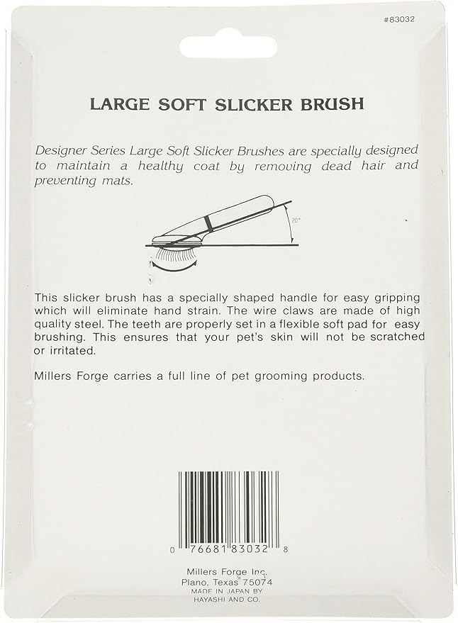 Millers Forge Stainless Steel Pins Designer Series Soft Slicker Pet Grooming Brush, Large,beige