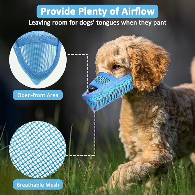 Crazy Felix Nylon Dog Muzzle for Small Medium Large Dogs, Air Mesh Breathable and Drinkable Pet Muzzle for Anti-Biting Anti-Barking Licking (XXXS, Blue)