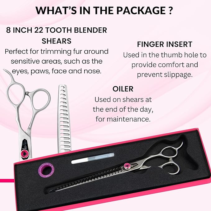 Kenchii Love Dog Grooming Scissors, 22 Tooth Blender Shears, Dog Scissors for Grooming, Professional Pet Grooming Scissors, Heavy Duty, Durable and Sharp