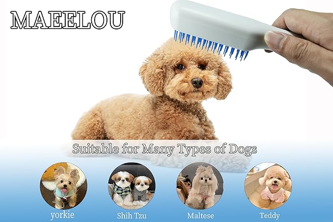 Stretchable Puppy Brush , Soft Dog Brush - Gentle Grooming Brush for Small Dogs, Perfect for Yorkie, Shih Tzu, Maltipoo ,Dog Hair Remover Brush (White)