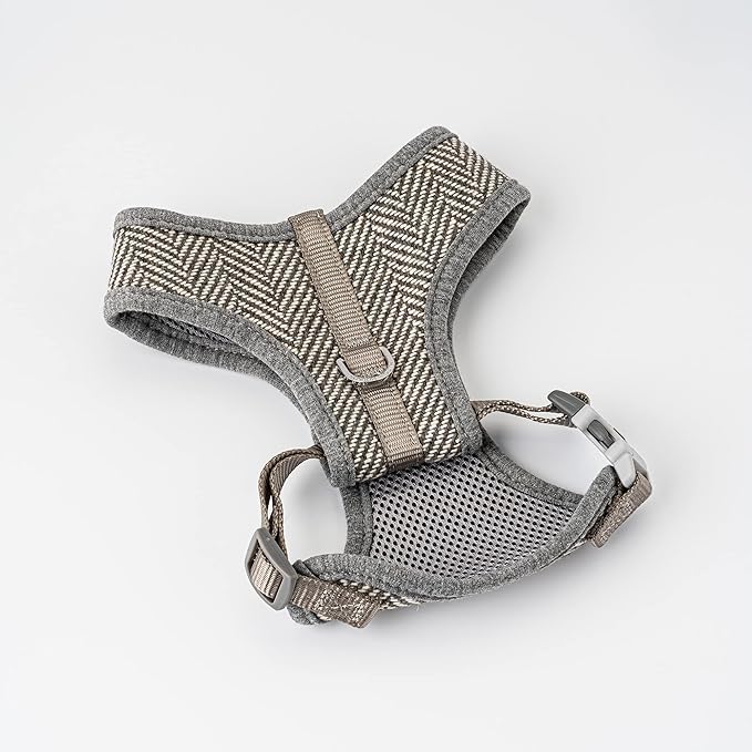 HUGO & HUDSON Dog Harness, No-Pull Anti Choke Tweed Harness Vest, Grey Herringbone, M