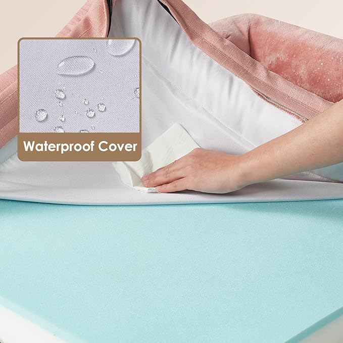 EHEYCIGA Orthopedic Dog Beds for Extra Large Dogs, Waterproof Memory Foam XXL Dog Bed with Sides, Non-Slip Bottom and Egg-Crate Foam Big Dog Couch Bed with Washable Removable Cover, Dusty Pink