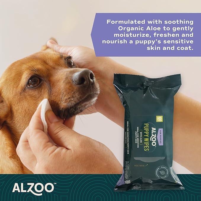 Grooming Wipes for Puppies, 100% Plant-Based Active Ingredients, 100 Count