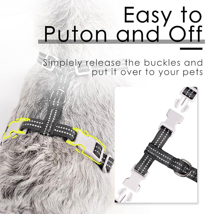 ThinkPet Harness and Leash Set Reflective Breathable Soft Air Mesh No Pull Puppy Choke Free Over Head Vest Ventilation Harness with Leash for Puppy Small Medium Dogs and Cats