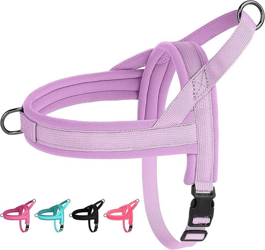 Beirui No Pull Dog Harness for Small Medium Dogs Puppies, Soft Neoprene Quick Fit Harness with Durable Front Clip & Back Clip, Lightweight Easy for Daily Walking (Purple,S)