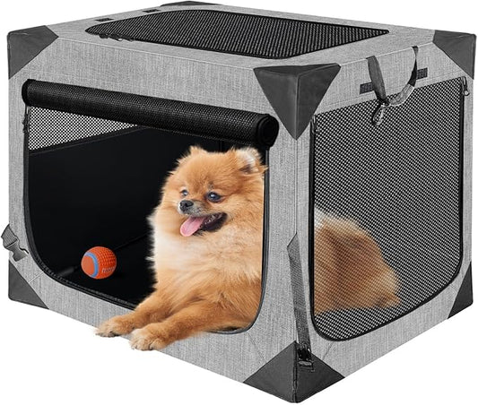 Dog Crates,Collapsible Soft Travel Crate for Medium Dogs (3 Year Warranty), Indoor & Outdoor Portable Pet Kennel with Chew Proof Mesh Door (30" L x 21" W x 21" H, Dark Gray) 