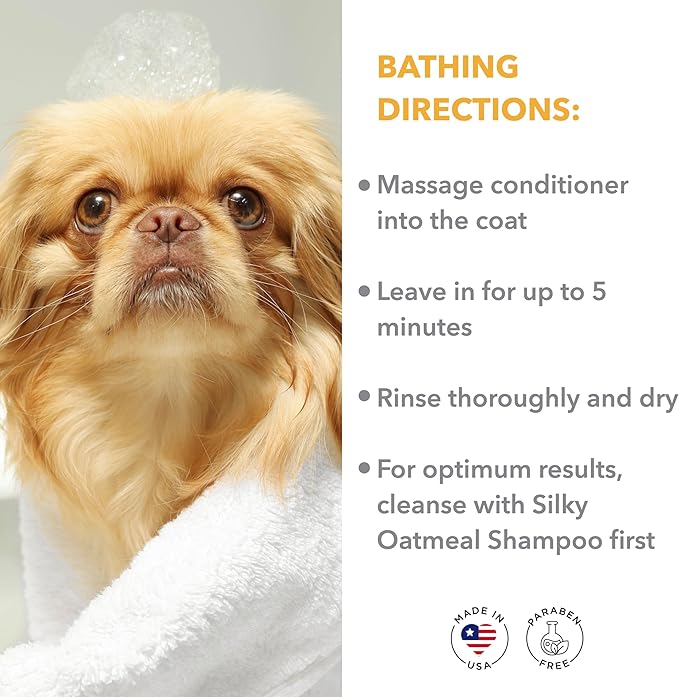 Isle of Dogs - Everyday Natural Luxury Silky Oatmeal Conditioner - Jasmine + Vanilla - Sulfate & Paraben Free Formula - Conditioner With Oatmeal & Jojoba Oil For A Silky Coat - 1 Gal, 16 Fl Oz