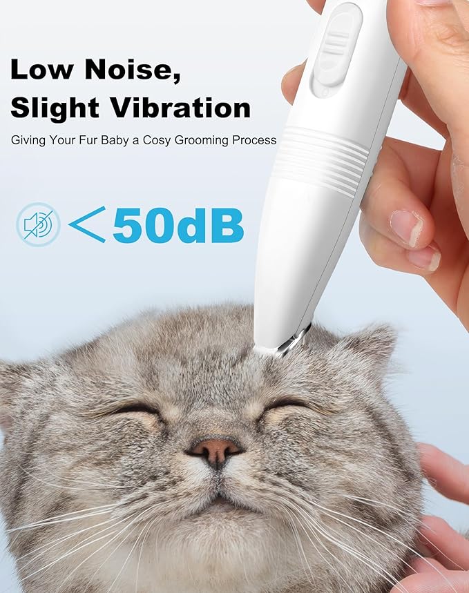 Dog Grooming Clippers, Dog Paw Trimmer with Detachable Ceramic Blade for Trimming Small Areas of Pet's Hair, Low Noise Paw Grooming Shaver for Cat's Eyes Face Ears Paws (White)