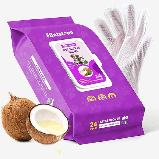 Flintstone Dog Wipes Cleaning Deodorizing - Hypoallergenic Cat Wipes - Extra Thick Wet Dog Wipes for Paws and Butt - Daily Care & Travel Pet Wipes - Latest Pet Wipes for Dogs, Puppy & Cats – 24pcs