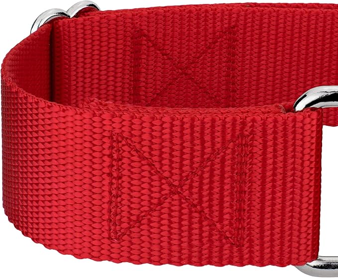 Country Brook Petz 1 1/2 Inch Martingale Heavy Duty Nylon Adjustable Dog Collar for Small, Medium, Large Breeds - Vibrant 17 Color Selection (Red, Extra Large)