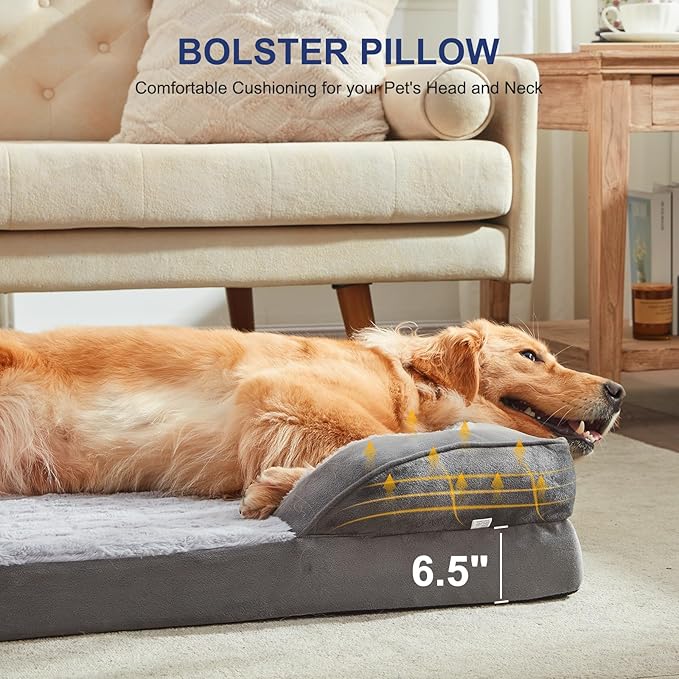 FURTIME Orthopedic Dog Bed for Extra Large Dogs - XL Waterproof Dog Sofa Bed, Ultra Comfy Supportive Foam Pet Bed with Removable Washable Cover, Jumbo Dog Bed with Nonskid Bottom