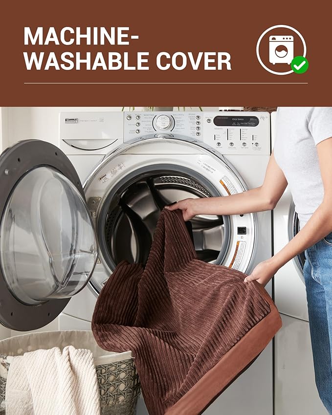 OhGeni 41 Inch Orthopedic Waterproof & Machine Washable Dog Bed with Egg Crate Foam Support, Non-Slip Bottom and Removable Pet Bed Cover for Extra Large, Large, Medium, Small Dogs (Brown)