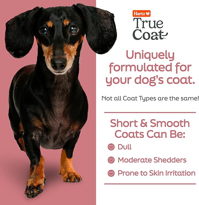 New! Hartz True Coat Short & Smooth Coat Specific Dog Shampoo, Soothes & Shines with Oat Milk, Coconut Oil & Vitamin E