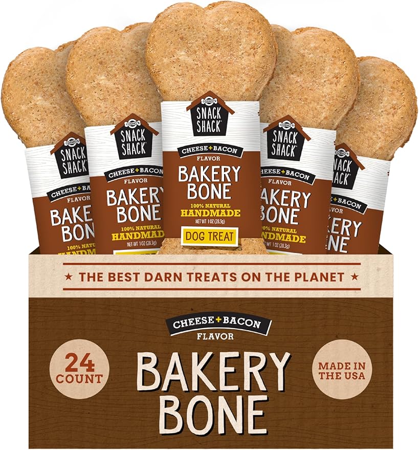 Cosmo's Snack Shack Cheese and Bacon Bakery Bone - All Natural Dog Treat - Made in USA (24 Count Pack of 1)