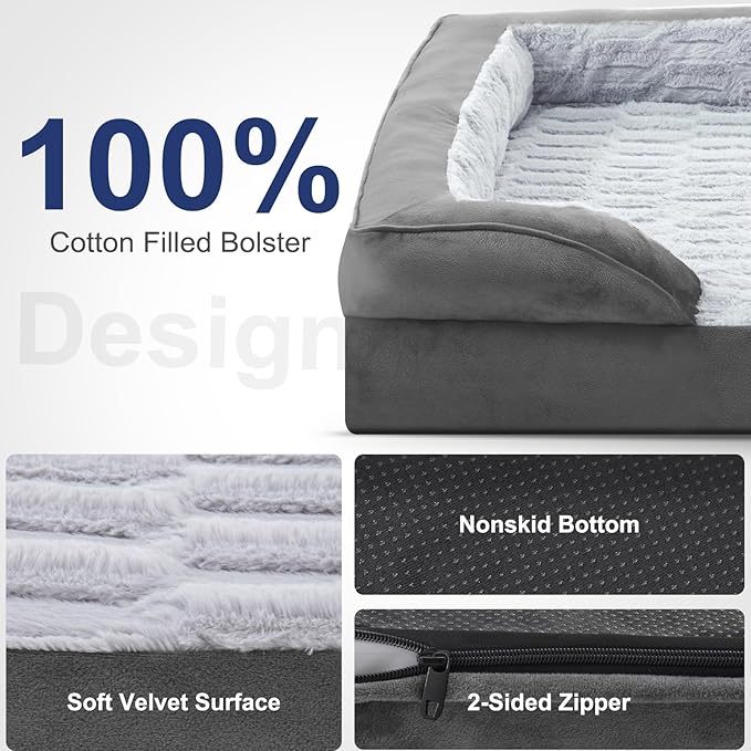 FURTIME Orthopedic Dog Bed for Extra Large Dogs - XL Waterproof Dog Sofa Bed, Ultra Comfy Supportive Foam Pet Bed with Removable Washable Cover, Jumbo Dog Bed with Nonskid Bottom