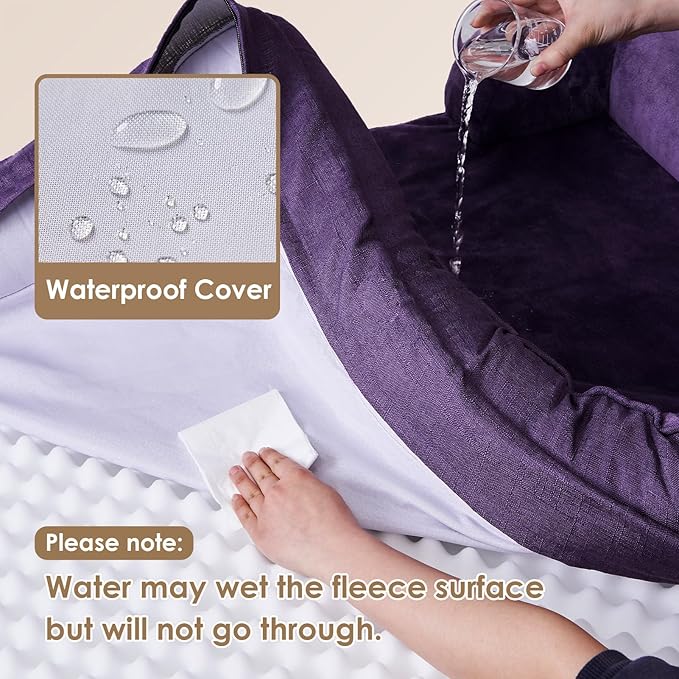 EHEYCIGA Orthopedic XL Dog Beds, Waterproof Memory Foam Dog Bed for Extra Large Dogs, Non-Slip Bottom and Egg-Crate Foam Big Dog Couch Bed with Washable Removable Cover, Purple